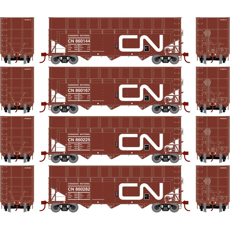 Athearn RTR 1285 HO Scale 40' Woodchip Hopper w/Load Canadian National CN 4-Pack #1