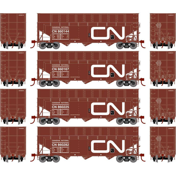 Athearn RTR 1285 HO Scale 40' Woodchip Hopper w/Load Canadian National CN 4-Pack #1