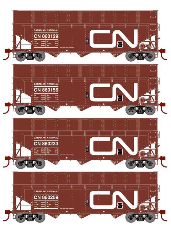 Athearn RTR 1287 HO Scale 40' Woodchip Hopper w/Load Canadian National CN 4-Pack #2