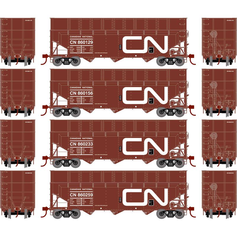 Athearn RTR 1287 HO Scale 40' Woodchip Hopper w/Load Canadian National CN 4-Pack #2