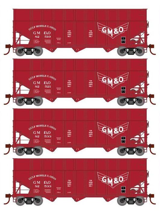 Athearn RTR 1288 HO Scale 40' Woodchip Hopper w/Load Gulf Mobile & Ohio GMO 4-Pack #2