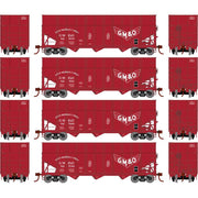 Athearn RTR 1290 HO Scale 40' Woodchip Hopper w/Load Gulf Mobile & Ohio GMO 4-Pack #1