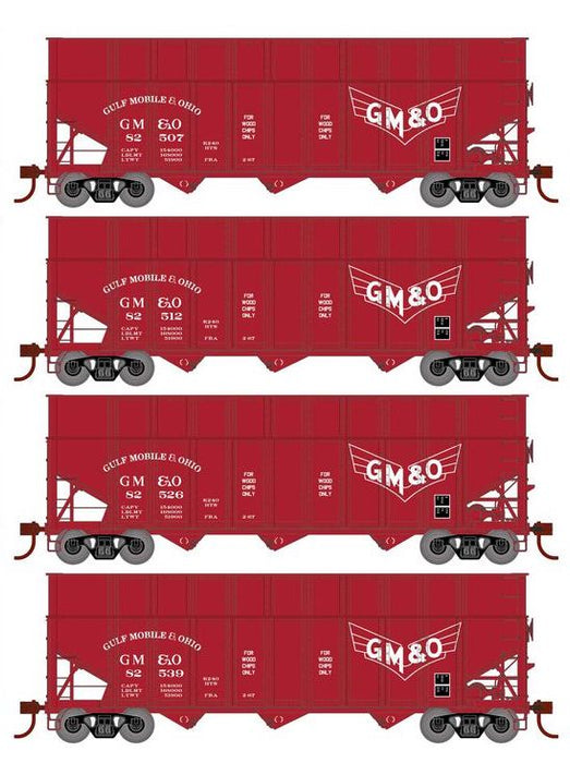 Athearn RTR 1290 HO Scale 40' Woodchip Hopper w/Load Gulf Mobile & Ohio GMO 4-Pack #1