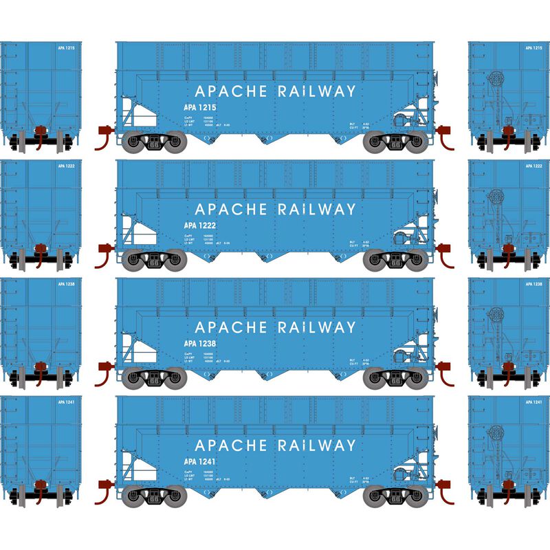 Athearn RTR 1291 HO Scale 40' Woodchip Hopper w/Load Apache APA 4-Pack #1