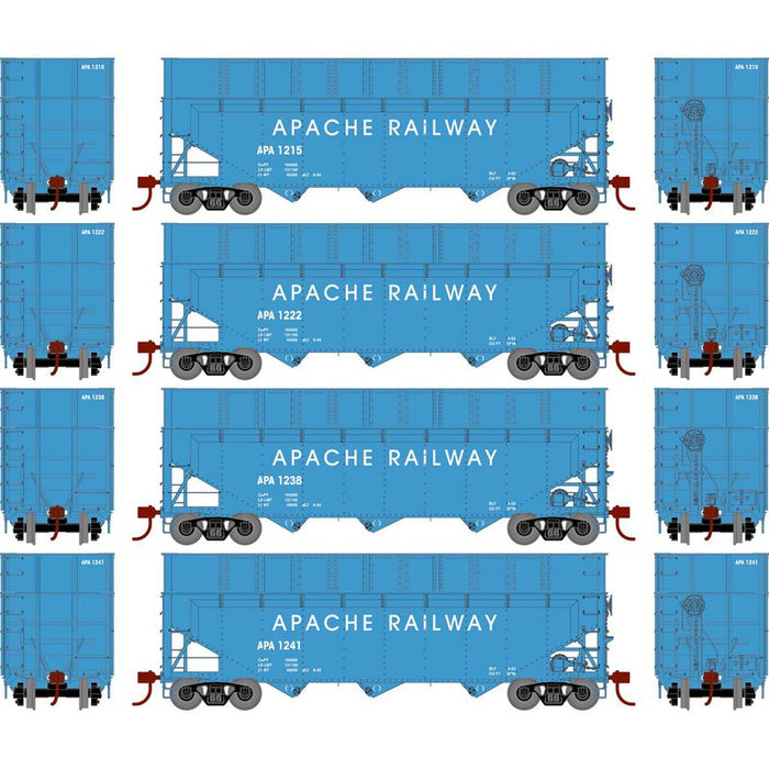 Athearn RTR 1291 HO Scale 40' Woodchip Hopper w/Load Apache APA 4-Pack #1