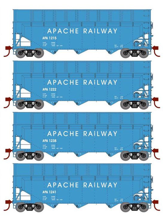Athearn RTR 1291 HO Scale 40' Woodchip Hopper w/Load Apache APA 4-Pack #1