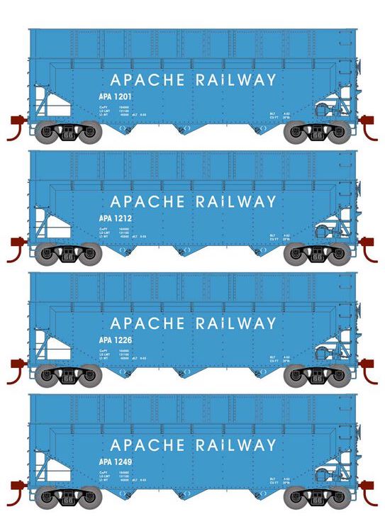 Athearn RTR 1292 HO Scale 40' Woodchip Hopper w/Load Apache APA 4-Pack #2