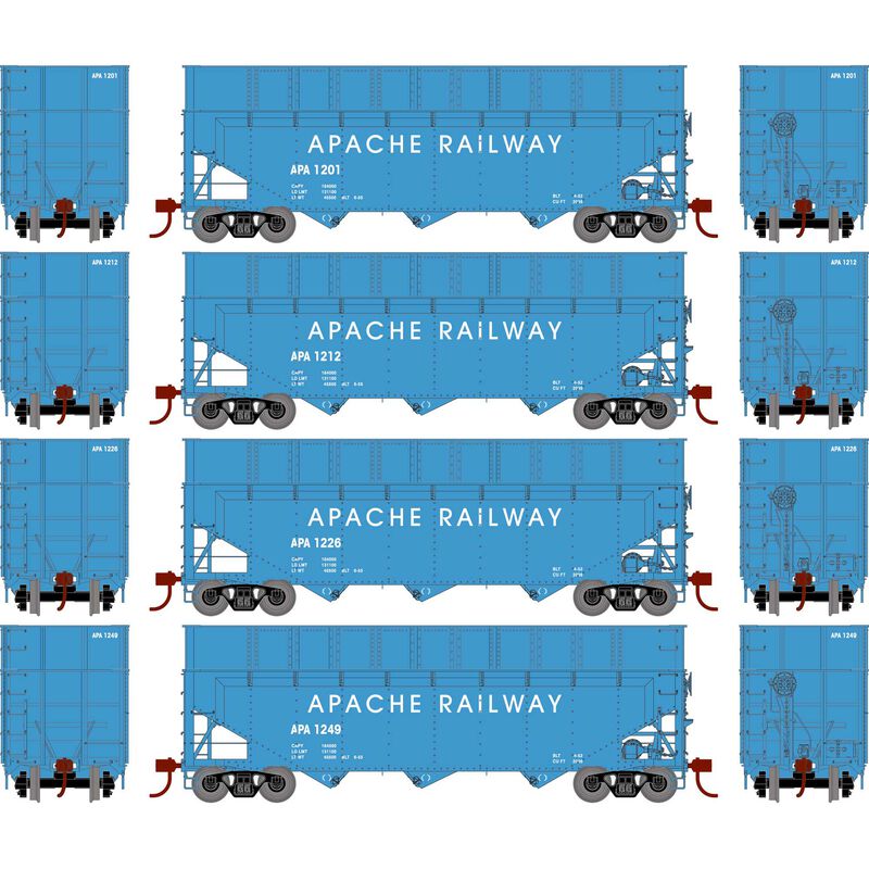 Athearn RTR 1292 HO Scale 40' Woodchip Hopper w/Load Apache APA 4-Pack #2