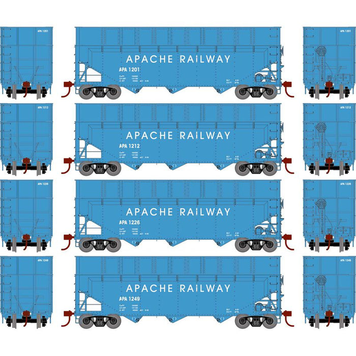 Athearn RTR 1292 HO Scale 40' Woodchip Hopper w/Load Apache APA 4-Pack #2