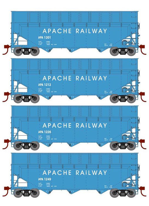 Athearn RTR 1292 HO Scale 40' Woodchip Hopper w/Load Apache APA 4-Pack #2