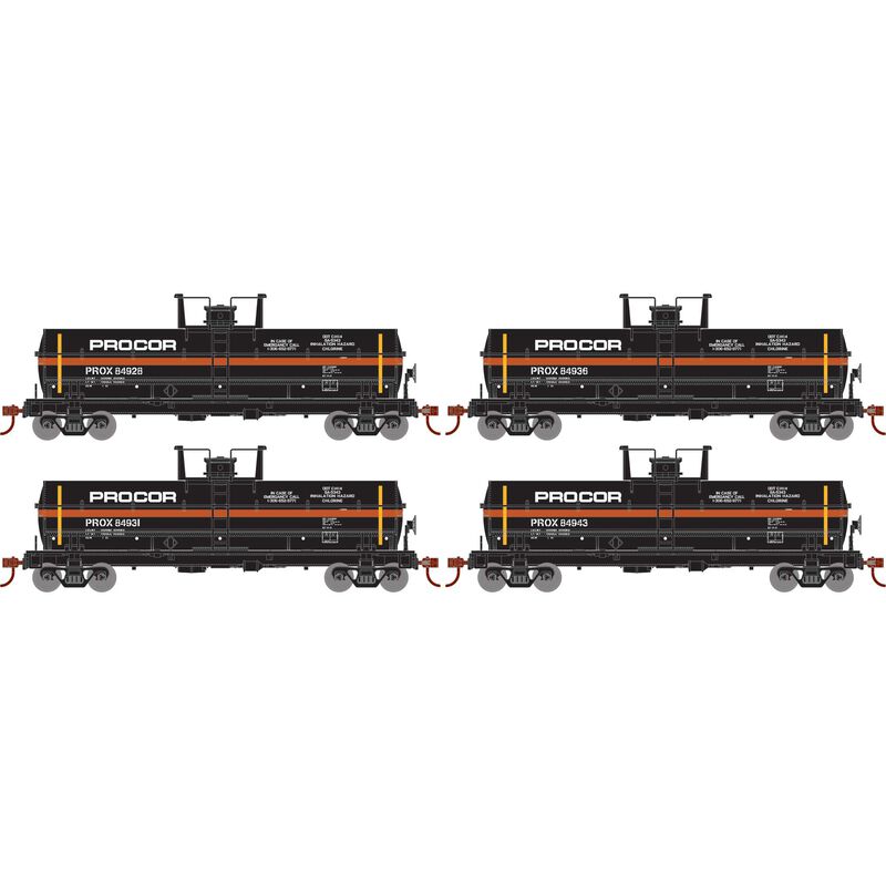 Athearn RTR 1299 HO Scale Chemical Tank Procor PROX 4-Pack