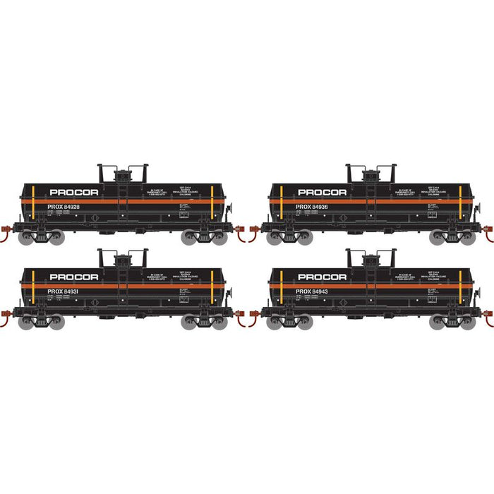 Athearn RTR 1299 HO Scale Chemical Tank Procor PROX 4-Pack