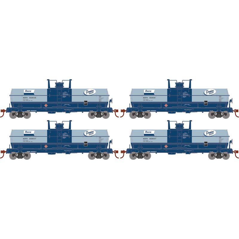Athearn RTR 1305 HO Scale Chemical Tank Domino Sugar ACFX 4-Pack