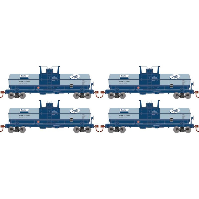 Athearn RTR 1305 HO Scale Chemical Tank Domino Sugar ACFX 4-Pack
