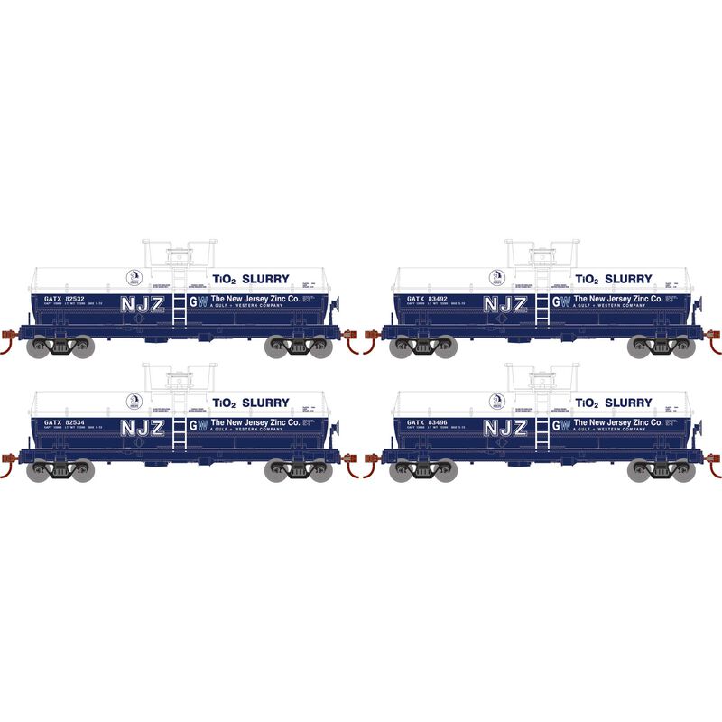 Athearn RTR 1310 HO Scale Chemical Tank New Jersey Zinc GATX 4-Pack