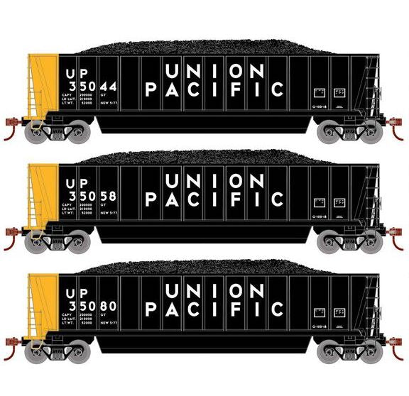 Athearn RTR 1388 HO Scale Bathtub Gondola w/Load Union Pacific UP 3-Pack #2