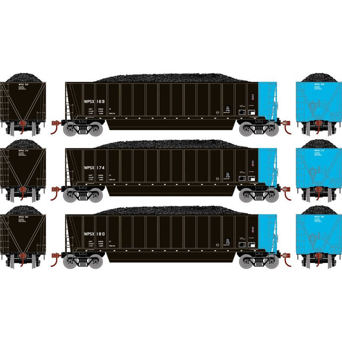 Athearn RTR 1392 HO Scale Bathtub Gondola w/Load Wisconsin Public Service WPSX 3-Pack #2