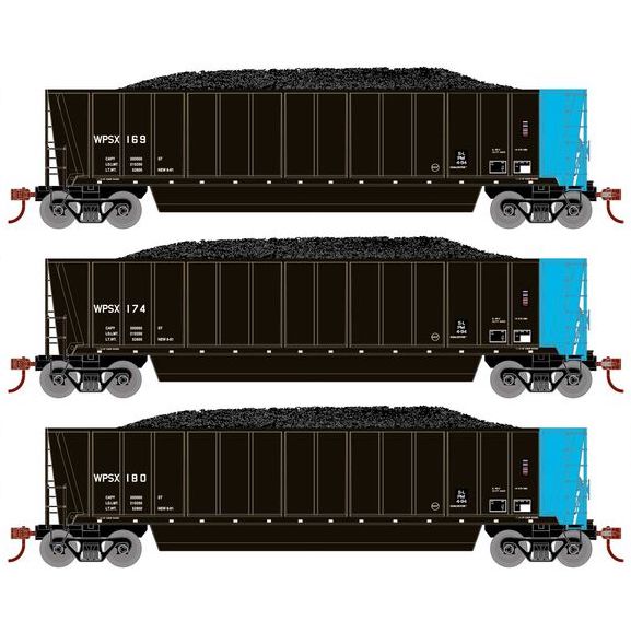Athearn RTR 1392 HO Scale Bathtub Gondola w/Load Wisconsin Public Service WPSX 3-Pack #2