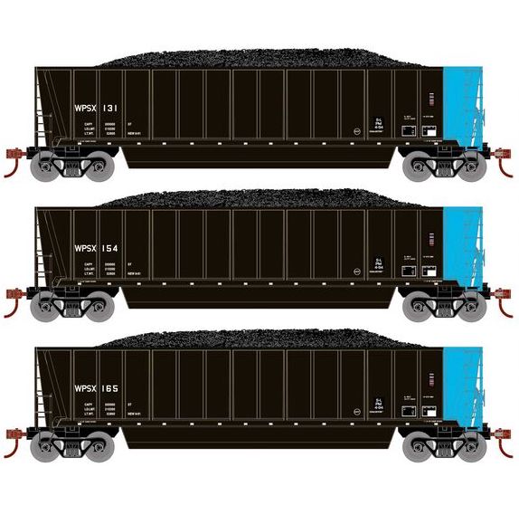 Athearn RTR 1393 HO Scale Bathtub Gondola w/Load Wisconsin Public Service WPSX 3-Pack #1