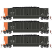 Athearn RTR 1395 HO Scale Bathtub Gondola w/Load Utility Fuels UFIX 3-Pack #2 Primed for Grime