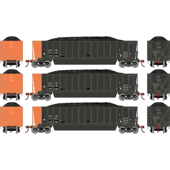 Athearn RTR 1395 HO Scale Bathtub Gondola w/Load Utility Fuels UFIX 3-Pack #2 Primed for Grime