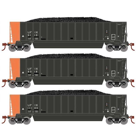 Athearn RTR 1395 HO Scale Bathtub Gondola w/Load Utility Fuels UFIX 3-Pack #2 Primed for Grime