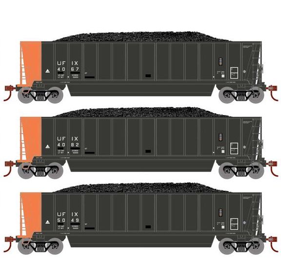 Athearn RTR 1396 HO Scale Bathtub Gondola w/Load Utility Fuels UFIX 3-Pack #1 Primed for Grime