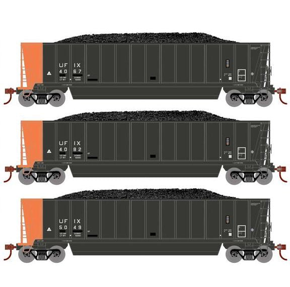 Athearn RTR 1396 HO Scale Bathtub Gondola w/Load Utility Fuels UFIX 3-Pack #1 Primed for Grime