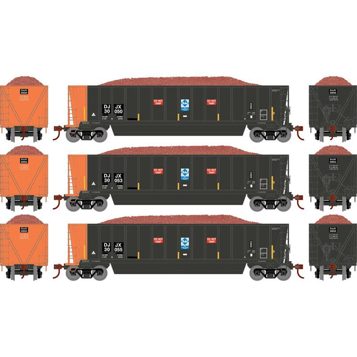 Athearn RTR 1398 HO Scale Bathtub Gondola w/Load David J Joseph DJJX 3-Pack #1 Primed for Grime
