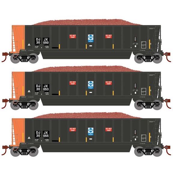 Athearn RTR 1398 HO Scale Bathtub Gondola w/Load David J Joseph DJJX 3-Pack #1 Primed for Grime