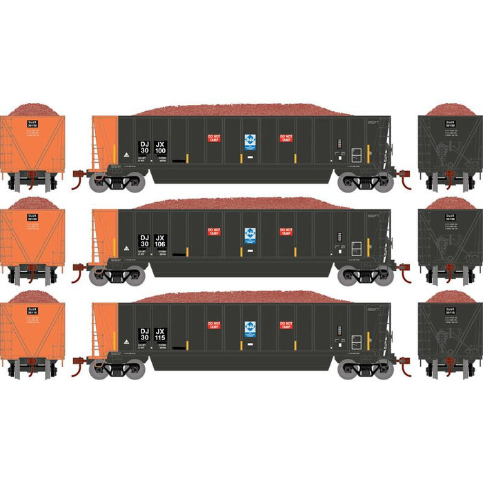 Athearn RTR 1400 HO Scale Bathtub Gondola w/Load David J Joseph DJJX 3-Pack #2 Primed for Grime
