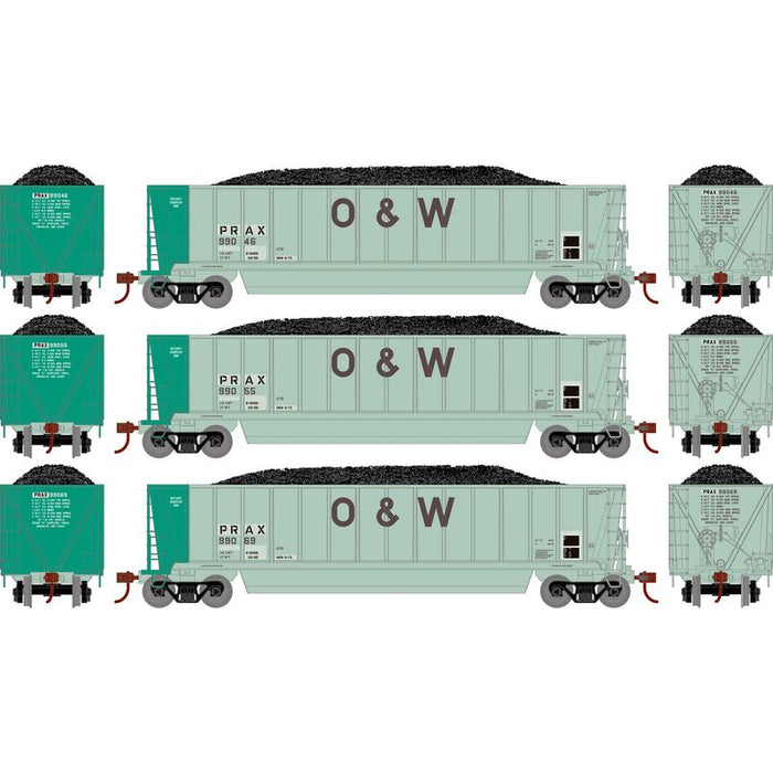 Athearn RTR 1401 HO Scale Bathtub Gondola w/Load Pacific Rail PRAX 3-Pack #2 Primed for Grime