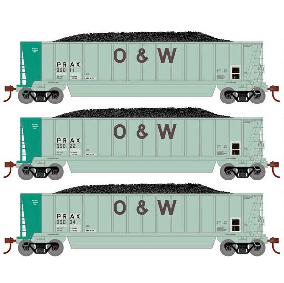 Athearn RTR 1402 HO Scale Bathtub Gondola w/Load Pacific Rail PRAX 3-Pack #1 Primed for Grime
