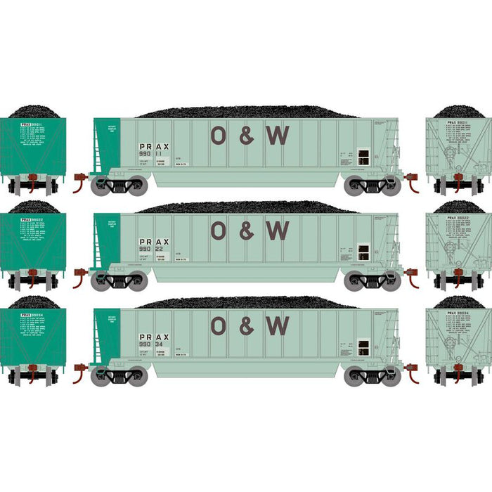 Athearn RTR 1402 HO Scale Bathtub Gondola w/Load Pacific Rail PRAX 3-Pack #1 Primed for Grime