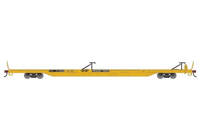 Athearn RTR 1539 HO Scale 85' TOFC Flatcar Trailer Train TTX 474605 (Yellow)