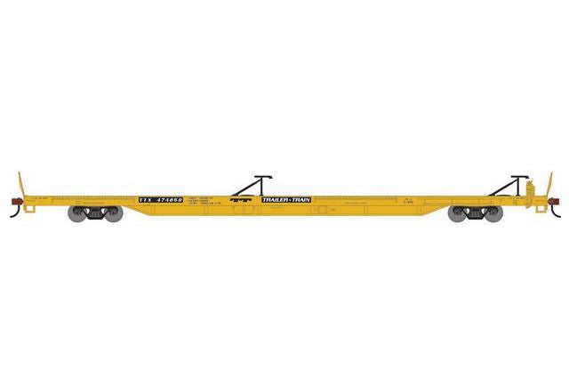 Athearn RTR 1541 HO Scale 85' TOFC Flatcar Trailer Train TTX 474677 (Yellow)