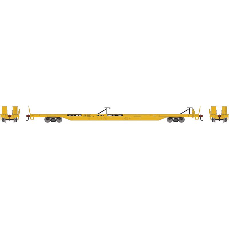 Athearn RTR 1541 HO Scale 85' TOFC Flatcar Trailer Train TTX 474677 (Yellow)