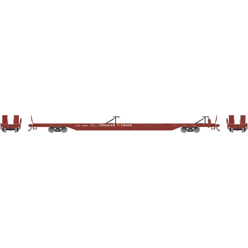 Athearn RTR 1543 HO Scale 85' TOFC Flatcar Trailer Train TTX 473650 (Brown)