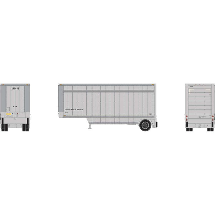 Athearn RTR 1564 HO Scale 28' Parcel Trailer UPS No Shield 299597