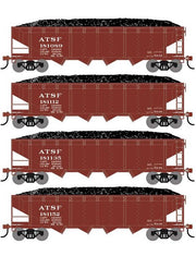Athearn RTR 1570 HO Scale 40' 4-Bay Offset Hopper W/Load Santa Fe ATSF 4-Pack #1