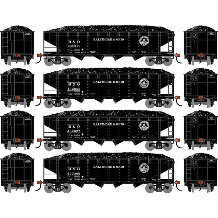 Athearn RTR 1573 HO Scale 40' 4-Bay Offset Hopper W/Load Baltimore & Ohio B&O 4-Pack #1