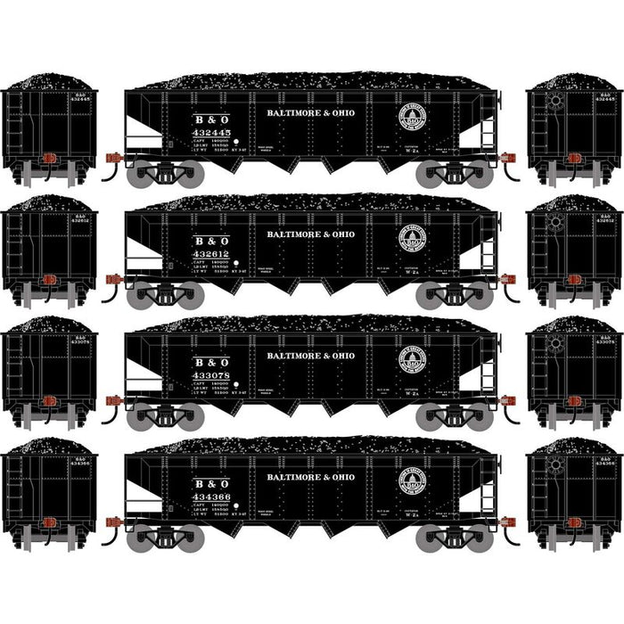 Athearn RTR 1574 HO Scale 40' 4-Bay Offset Hopper W/Load Baltimore & Ohio B&O 4-Pack #2