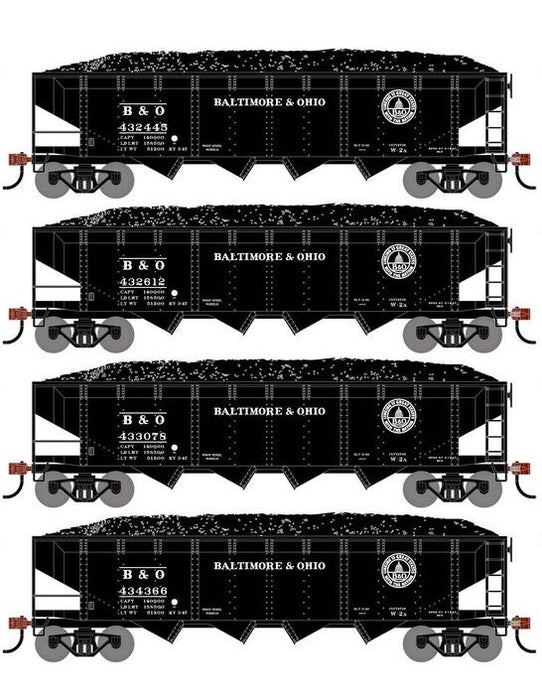 Athearn RTR 1574 HO Scale 40' 4-Bay Offset Hopper W/Load Baltimore & Ohio B&O 4-Pack #2