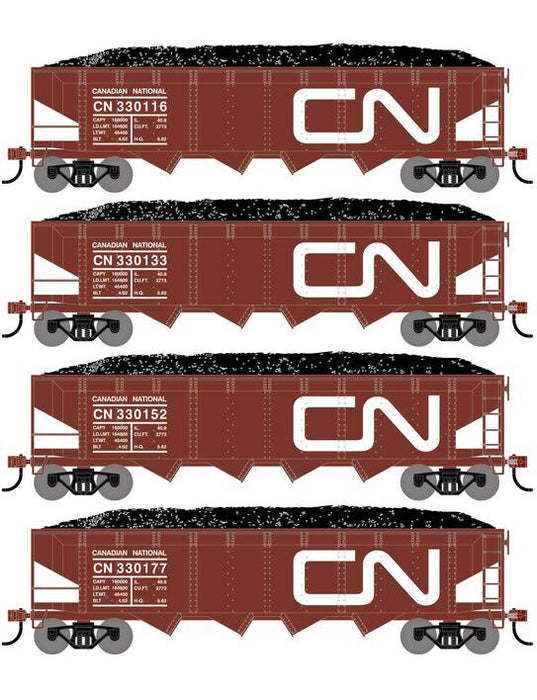 Athearn RTR 1576 HO Scale 40' 4-Bay Offset Hopper W/Load Canadian National CN 4-Pack #1