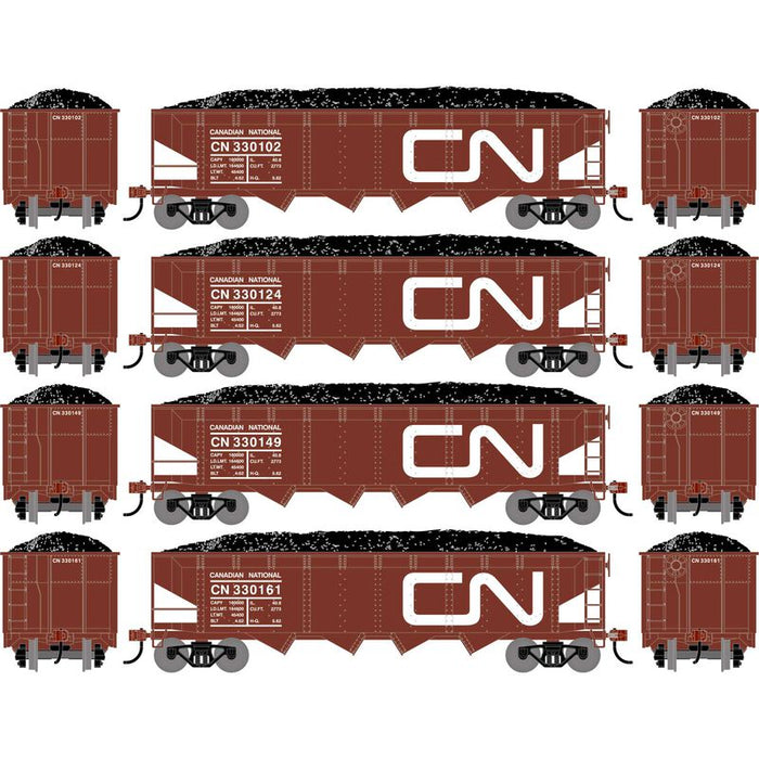 Athearn RTR 1577 HO Scale 40' 4-Bay Offset Hopper W/Load Canadian National CN 4-Pack #2