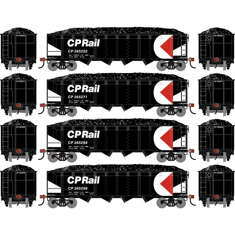 Athearn RTR 1579 HO Scale 40' 4-Bay Offset Hopper W/Load Canadian Pacific CP 4-Pack #1