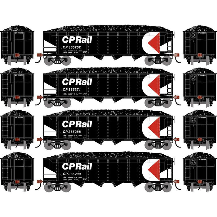 Athearn RTR 1579 HO Scale 40' 4-Bay Offset Hopper W/Load Canadian Pacific CP 4-Pack #1