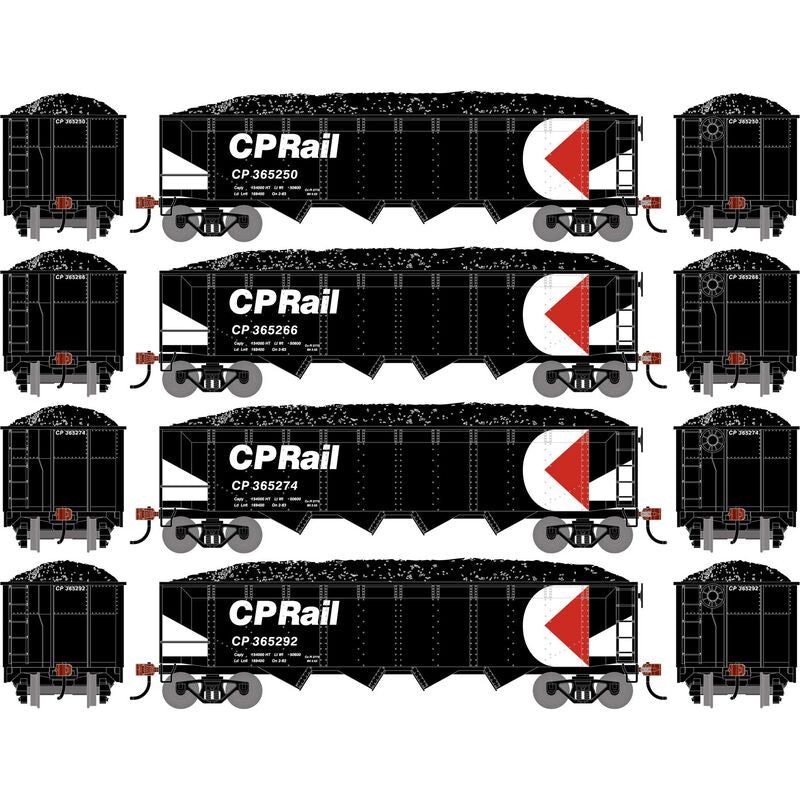 Athearn RTR 1580 HO Scale 40' 4-Bay Offset Hopper W/Load Canadian Pacific CP 4-Pack #2
