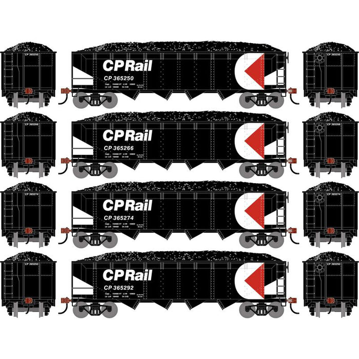 Athearn RTR 1580 HO Scale 40' 4-Bay Offset Hopper W/Load Canadian Pacific CP 4-Pack #2