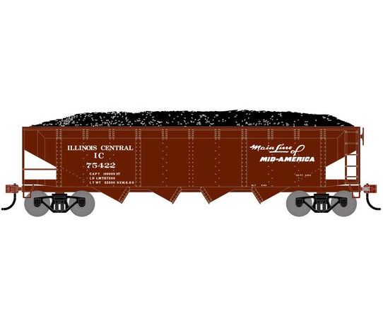 Athearn RTR 1581 HO Scale 40' 4-Bay Offset Hopper W/Load Illinois Central IC 75422